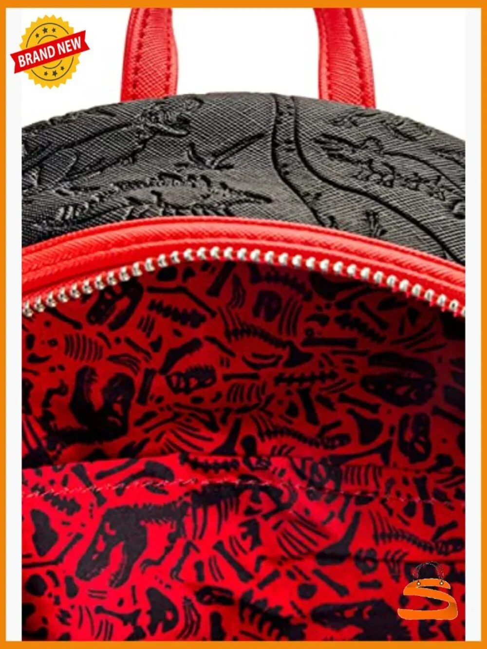 Double Strap Mini Backpack Faux Leather Dinosaur Egg Zipper